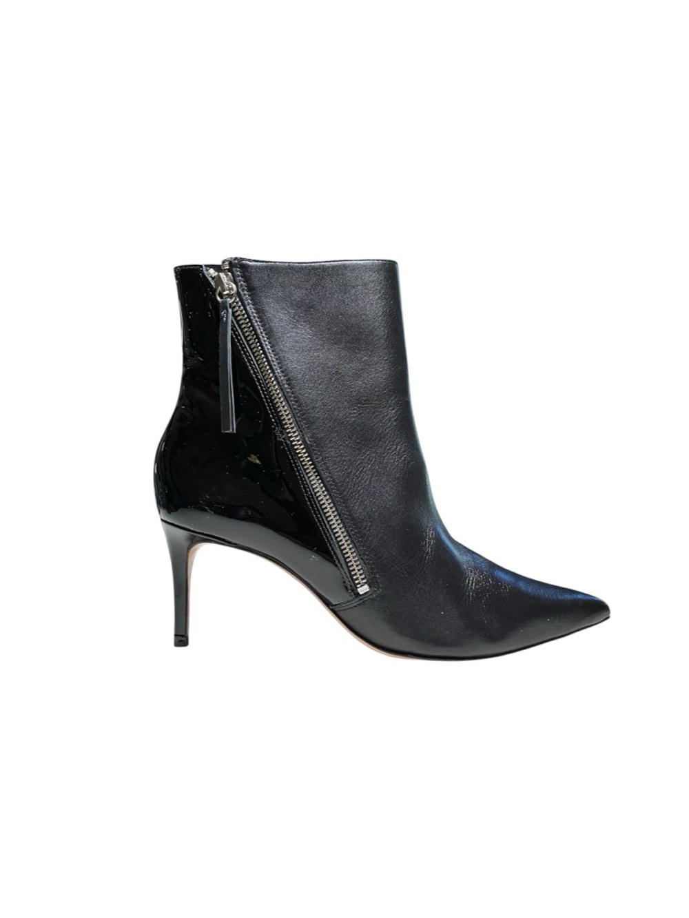 Schutz Journee Leyna Women's Boots 9.5B Black Zipper Pointed Toe Kitten Heel